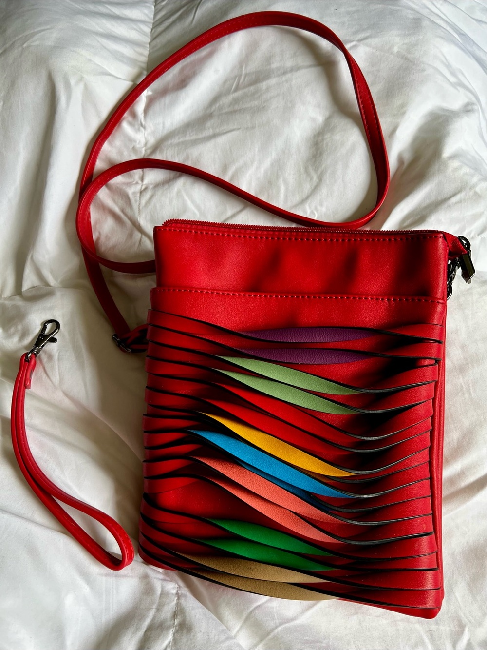 NWOT Mellow World “Rainbow Twist”Crossbody Bag with Vegan Leather- never used